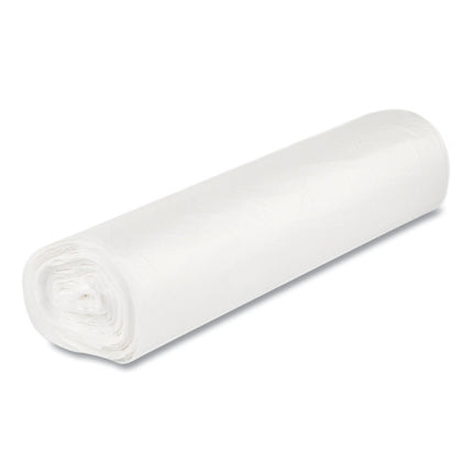 High-Density Commercial Can Liners, 56 gal, 17 mic, 43" x 48", Clear, Interleaved Roll, 25 Bags/Roll, 8 Rolls/Carton