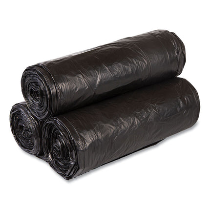 High-Density Commercial Can Liner Value Pack, 60 gal, 19 mic, 38" x 58", Black, Interleaved Roll, 25 Bags/Roll, 6 Rolls/CT