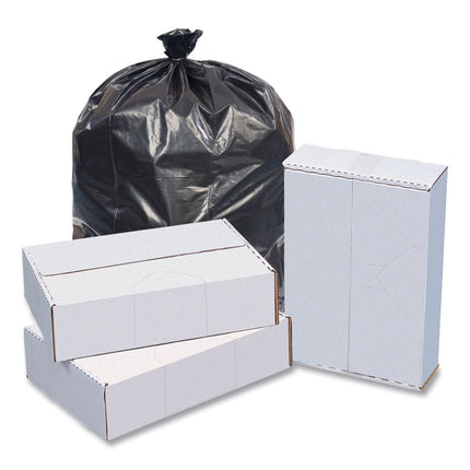 High-Density Commercial Can Liner Value Pack, 60 gal, 19 mic, 38" x 58", Black, Interleaved Roll, 25 Bags/Roll, 6 Rolls/CT
