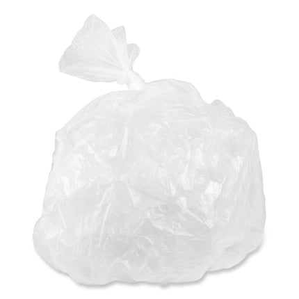 High-Density Commercial Can Liners, 10 gal, 5 mic, 24" x 24", Natural, Perforated Roll, 50 Bags/Roll, 20 Rolls/Carton