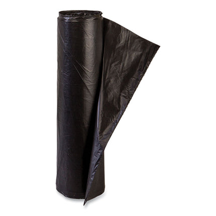 High-Density Commercial Can Liners, 10 gal, 6 mic, 24" x 24", Black, Perforated Roll, 50 Bags/Roll, 20 Rolls/Carton
