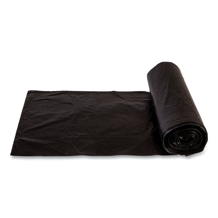 High-Density Commercial Can Liners, 10 gal, 6 mic, 24" x 24", Black, Perforated Roll, 50 Bags/Roll, 20 Rolls/Carton