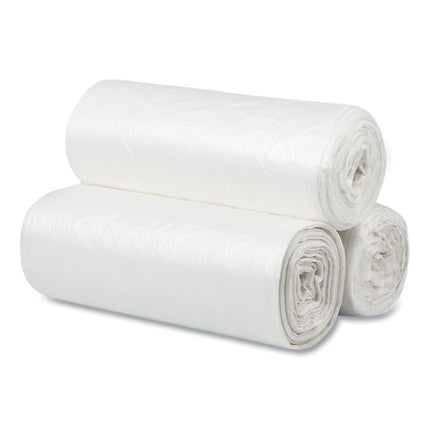High-Density Commercial Can Liners, 60 gal, 12 mic, 38" x 60", Clear, Interleaved Roll, 25 Bags/Roll, 8 Rolls/Carton