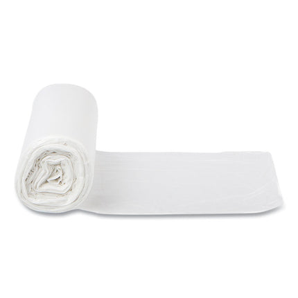 High-Density Commercial Can Liners, 60 gal, 12 mic, 38" x 60", Clear, Interleaved Roll, 25 Bags/Roll, 8 Rolls/Carton