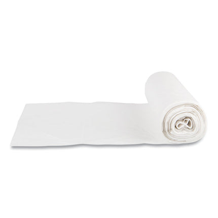 Low-Density Commercial Can Liners, 10 gal, 0.35 mil, 24" x 24", Clear, Perforated Roll, 50 Bags/Roll, 20 Rolls/Carton