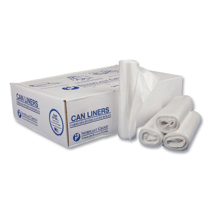 High-Density Commercial Can Liner Value Pack, 56 gal, 12 mic, 43" x 46", Clear, Interleaved Roll, 25 Bags/Roll, 8 Rolls/CT
