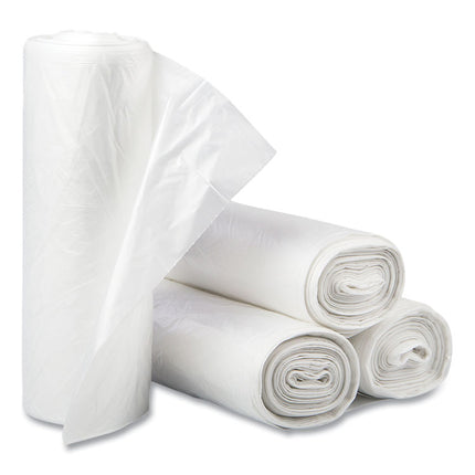 High-Density Commercial Can Liner Value Pack, 56 gal, 12 mic, 43" x 46", Clear, Interleaved Roll, 25 Bags/Roll, 8 Rolls/CT
