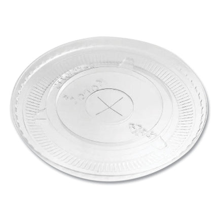 PET Lids, Flat with Straw Slot, Fits 32 oz Cold Cups, Plastic, Clear, 500/Carton