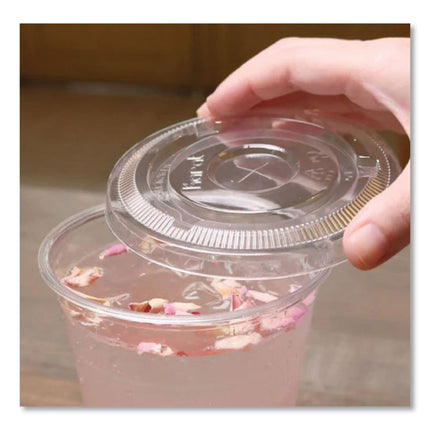 PET Lids, Flat with Straw Slot, Fits 12 oz to 24 oz Cold Cups, Plastic, Clear, 1,000/Carton