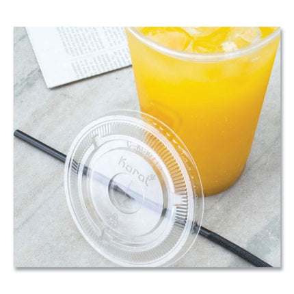 PET Lids, Flat with Straw Slot, Fits 32 oz Cold Cups, Plastic, Clear, 500/Carton