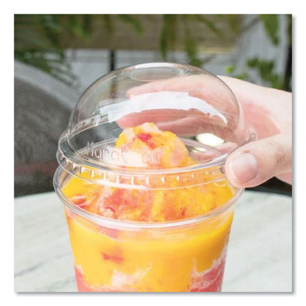 PET Lids, Dome Lid, Fits 32 oz Cold Cups, Plastic, Clear, 500/Carton