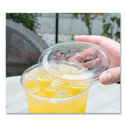 PET Lids, Flat with Straw Slot, Fits 32 oz Cold Cups, Plastic, Clear, 500/Carton