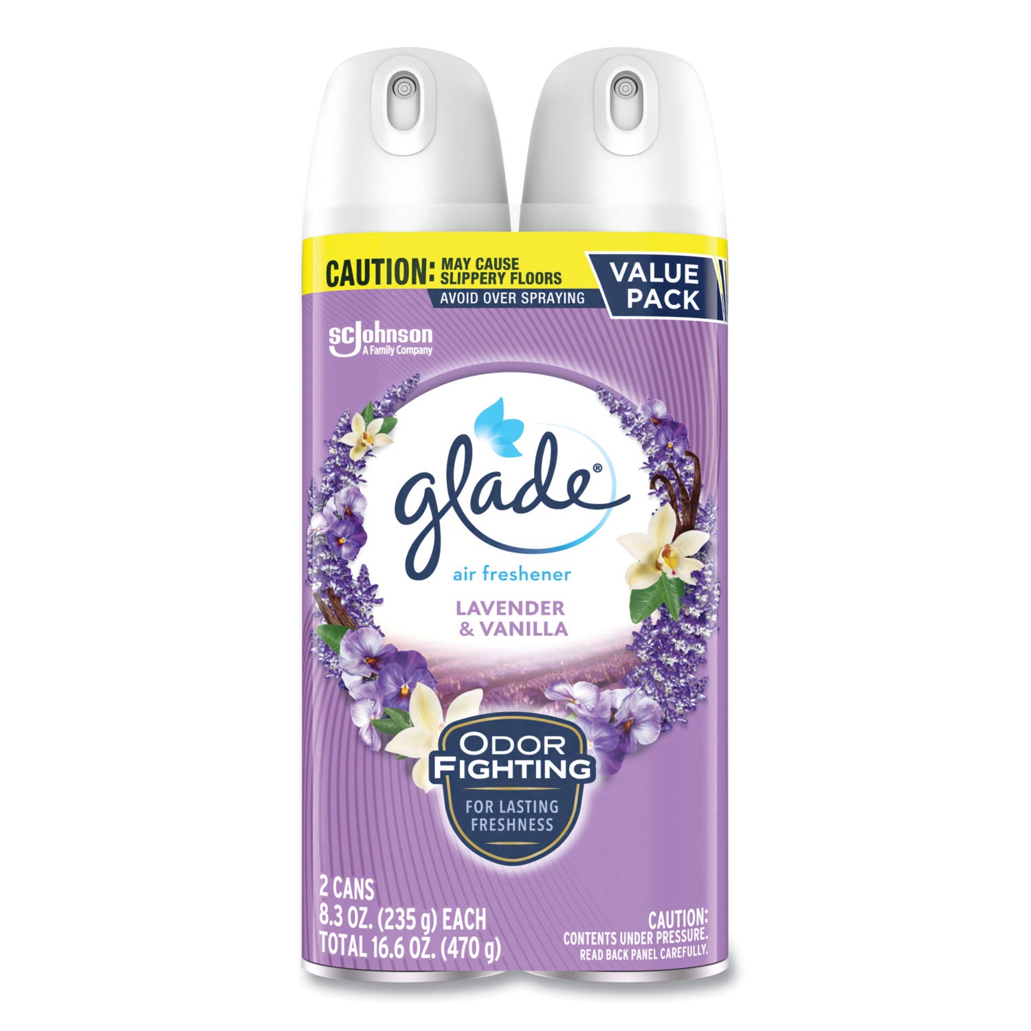 Air Freshener, Lavender and Vanilla, Scent, 8.3 oz Aerosol Spray, 2/Pack, 3 Packs/Carton
