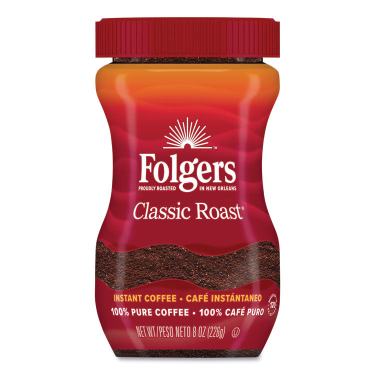 Instant Coffee Crystals, Classic Roast, 8 Oz Jar, Medium