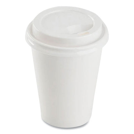 Hot Cup Lids, Sipper Lid, Fits 8 oz Hot Cups, Plastic, White, 1,000/Carton