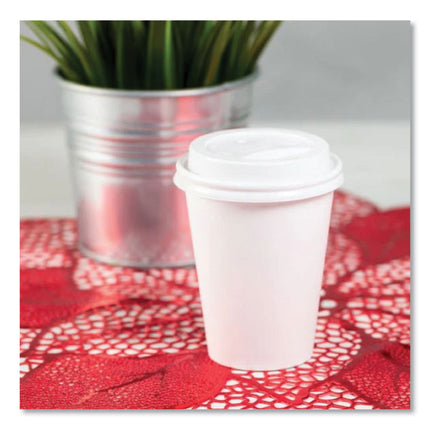 Hot Cup Lids, Sipper Lid, Fits 8 oz Hot Cups, Plastic, White, 1,000/Carton