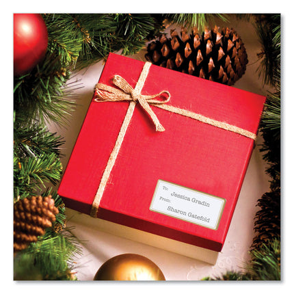 White Easy Peel Mailing Labels with Metallic Border, Inkjet/Laser Printers, 2 x 4, White, 10/Sheet, 10 Sheets/Pack