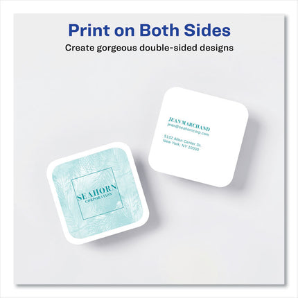 Square Clean Edge Cards with Sure Feed Technology, Laser, 2.5 x 2.5, White, 180 Cards, 9 Cards/Sheet, 20 Sheets/Pack