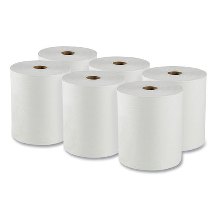 Essential High Capacity Hard Roll Towels for Business, Absorbency Pockets, 1-Ply, 8" x 950 ft, 1.75" Core, White, 6 Rolls/CT