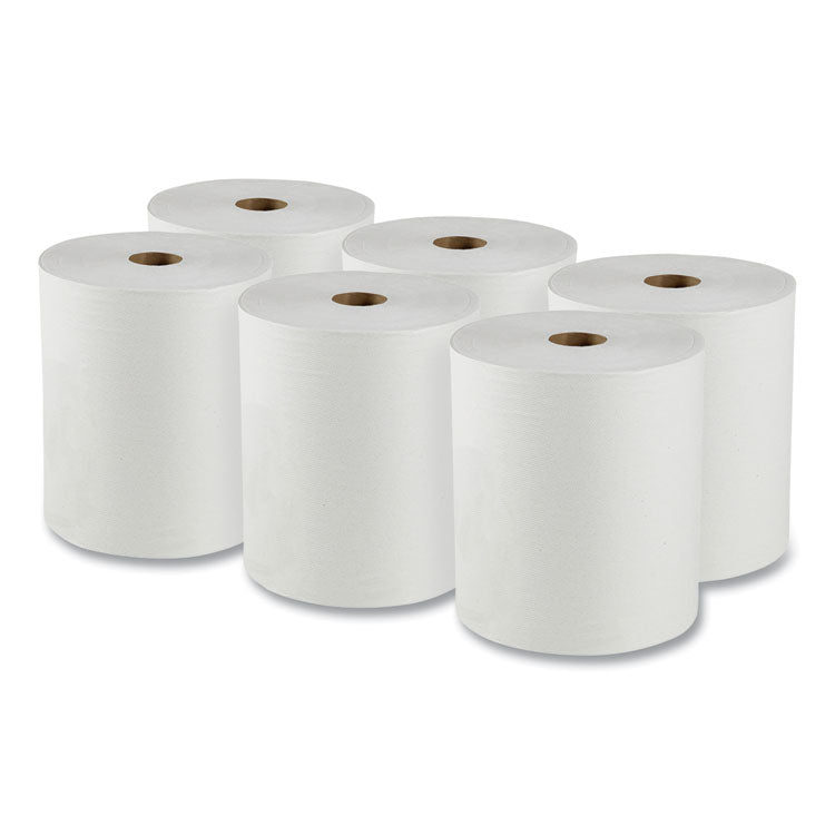 Essential High Capacity Hard Roll Towels for Business, Absorbency Pockets, 1-Ply, 8" x 950 ft, 1.75" Core, White, 6 Rolls/CT