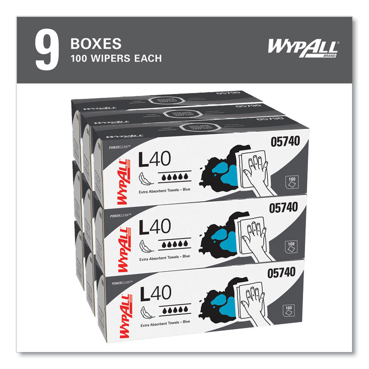 L40 Towels, POP-UP Box, 9.8 x 16.4, Blue, 100/Box, 9 Boxes/Carton