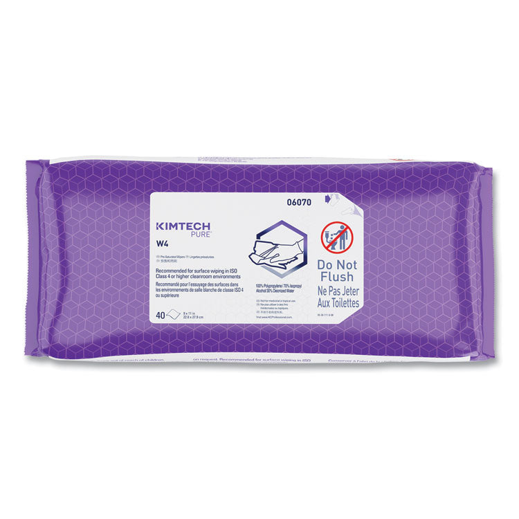 W4 PreSat Alcohol Wipers, 70% IPA, 1-Ply, 9 x 11, White, 40/Pack, 10 Packs/Carton