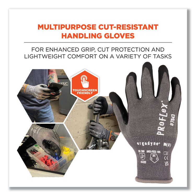 ProFlex 7043 ANSI A4 Nitrile Coated CR Gloves, Gray, Medium, 12 Pairs