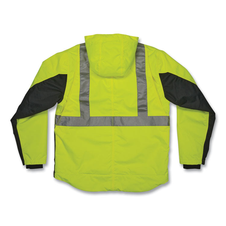 GloWear 8275 Class 2 Heavy-Duty Hi-Vis Workwear Sherpa Lined Jacket, Small, Lime
