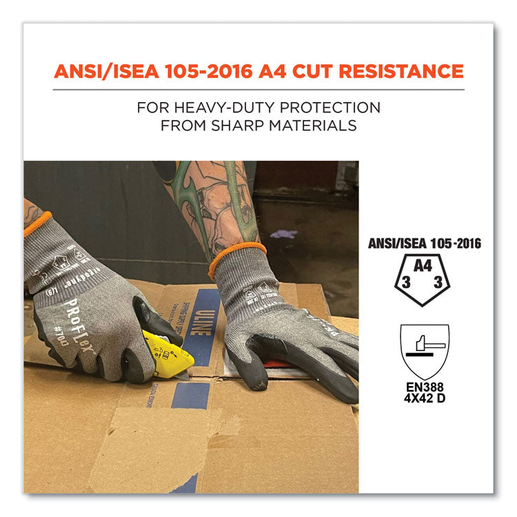 ProFlex 7043 ANSI A4 Nitrile Coated CR Gloves, Gray, Medium, 12 Pairs