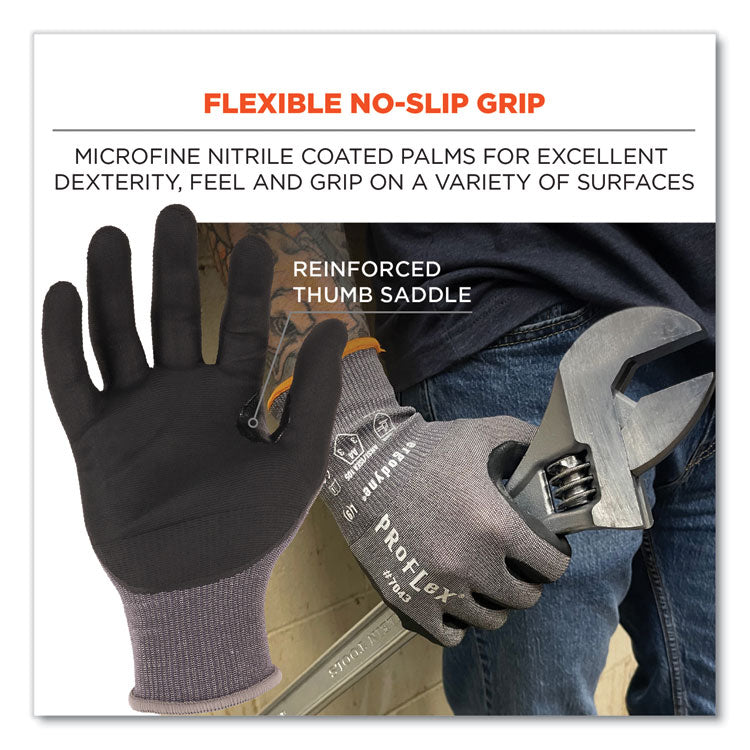 ProFlex 7043 ANSI A4 Nitrile Coated CR Gloves, Gray, Medium, 12 Pairs