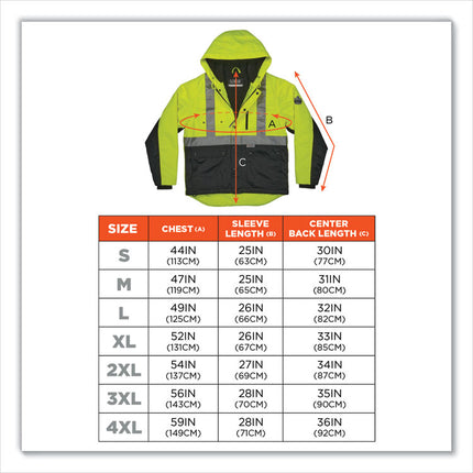 GloWear 8275 Class 2 Heavy-Duty Hi-Vis Workwear Sherpa Lined Jacket, Large, Lime