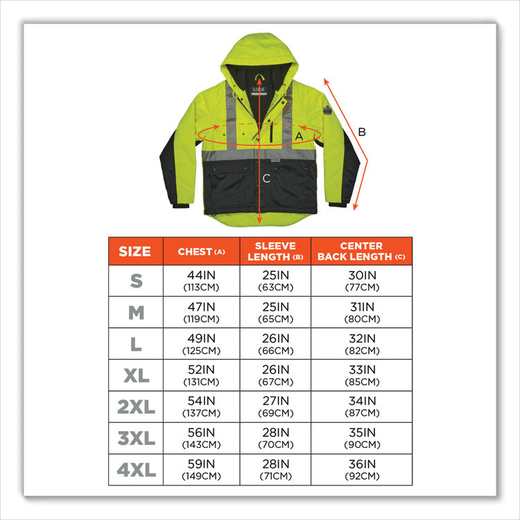 GloWear 8275 Class 2 Heavy-Duty Hi-Vis Workwear Sherpa Lined Jacket, Large, Lime