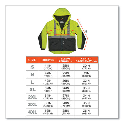 GloWear 8275 Class 2 Heavy-Duty Hi-Vis Workwear Sherpa Lined Jacket, 2X-Large, Lime