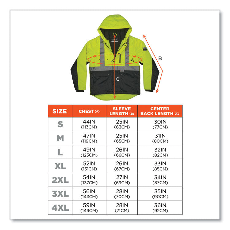 GloWear 8275 Class 2 Heavy-Duty Hi-Vis Workwear Sherpa Lined Jacket, 2X-Large, Lime