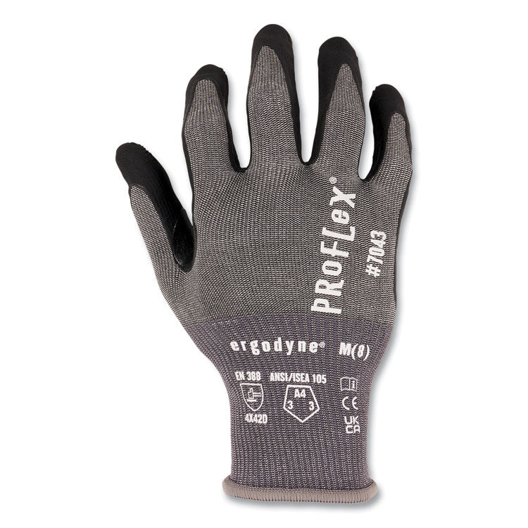 ProFlex 7043 ANSI A4 Nitrile Coated CR Gloves, Gray, Small, 12 Pairs