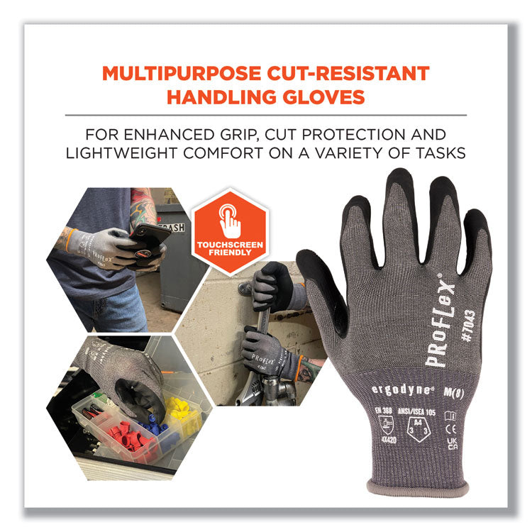 ProFlex 7043 ANSI A4 Nitrile Coated CR Gloves, Gray, X-Large, 12 Pairs
