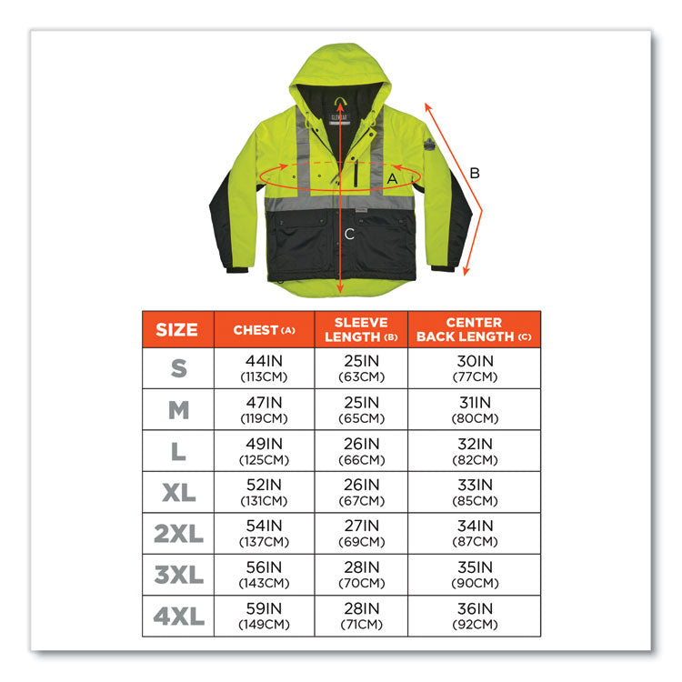 GloWear 8275 Class 2 Heavy-Duty Hi-Vis Workwear Sherpa Lined Jacket, X-Large, Lime