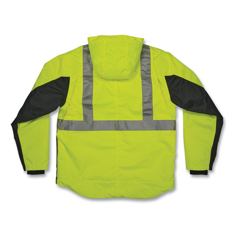 GloWear 8275 Class 2 Heavy-Duty Hi-Vis Workwear Sherpa Lined Jacket, 2X-Large, Lime