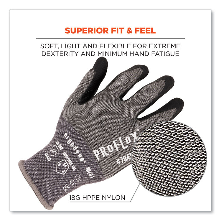 ProFlex 7043 ANSI A4 Nitrile Coated CR Gloves, Gray, X-Large, 12 Pairs