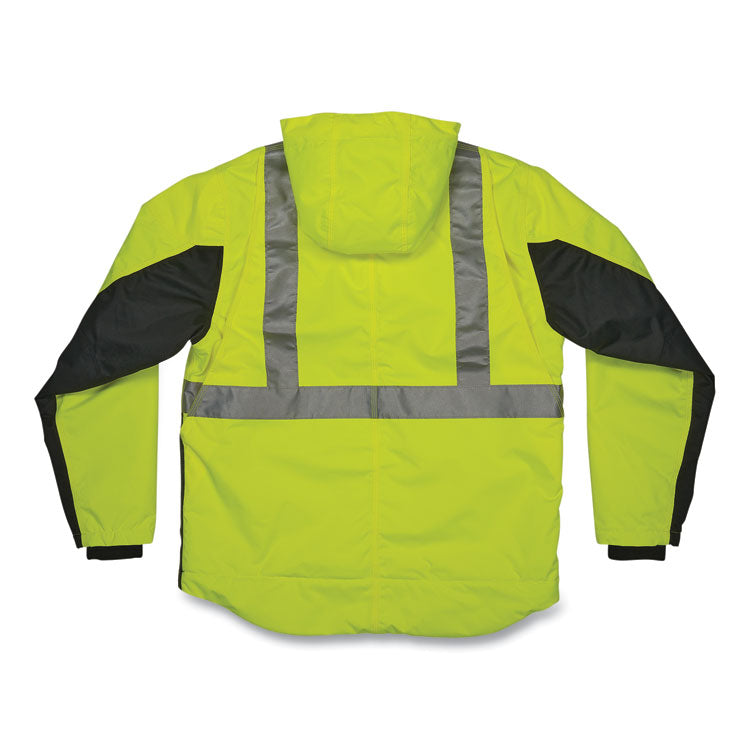 GloWear 8275 Class 2 Heavy-Duty Hi-Vis Workwear Sherpa Lined Jacket, Large, Lime