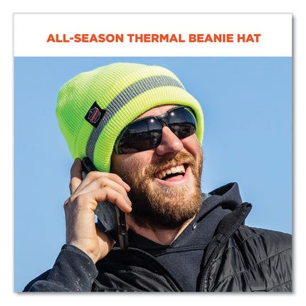 N-Ferno 6803 Reflective Rib Knit Winter Hat, One Size Fits Most, Lime