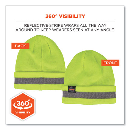 N-Ferno 6803 Reflective Rib Knit Winter Hat, One Size Fits Most, Lime