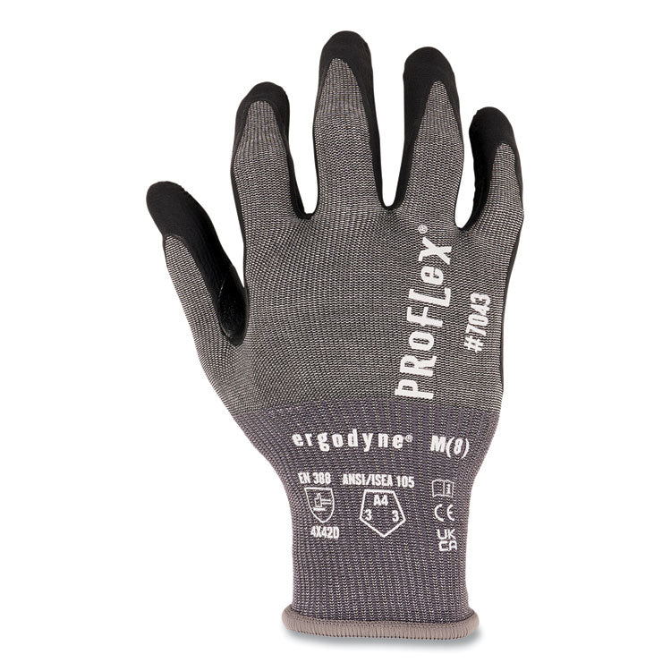 ProFlex 7043 ANSI A4 Nitrile Coated CR Gloves, Gray, X-Large, 12 Pairs