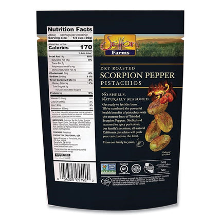Scorpion Pepper Pistachios, 2.5 oz Bag, 8/Carton