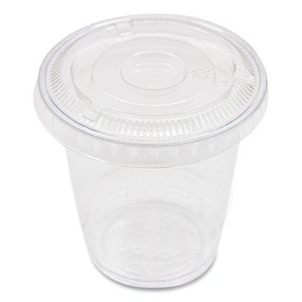 PET Lids, No Hole Flat Lid, Fits 8 oz to 10 oz Cold Cups, Plastic, Clear, 1,000/Carton