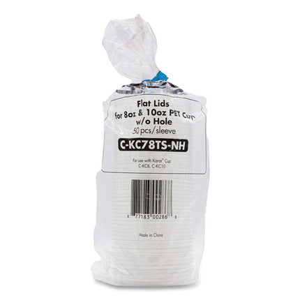 PET Lids, No Hole Flat Lid, Fits 8 oz to 10 oz Cold Cups, Plastic, Clear, 1,000/Carton
