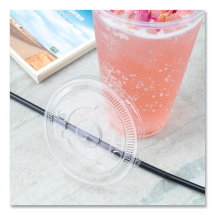 PET Lids, Flat Lid, Fits 32 oz Cold Cups, Plastic, Clear, 600/Carton