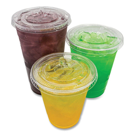 PET Lids, X Straw Hole, Fits 8 oz to 10 oz Cold Cups, Plastic, Clear, 1,000/Carton