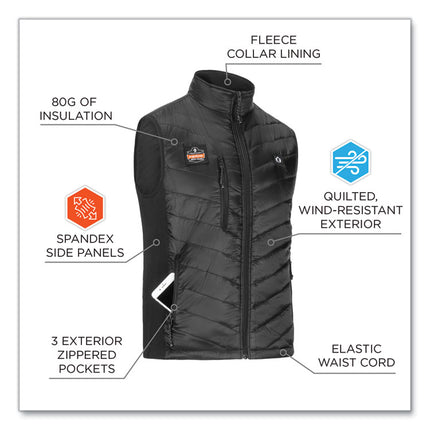 N-Ferno 6495 Rechargeable Heated Vest with Battery Power Bank, Fleece/Polyester, 3X-Large, Black