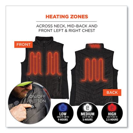 N-Ferno 6495 Rechargeable Heated Vest with Batter Power Bank, Fleece/Polyester, Medium, Black